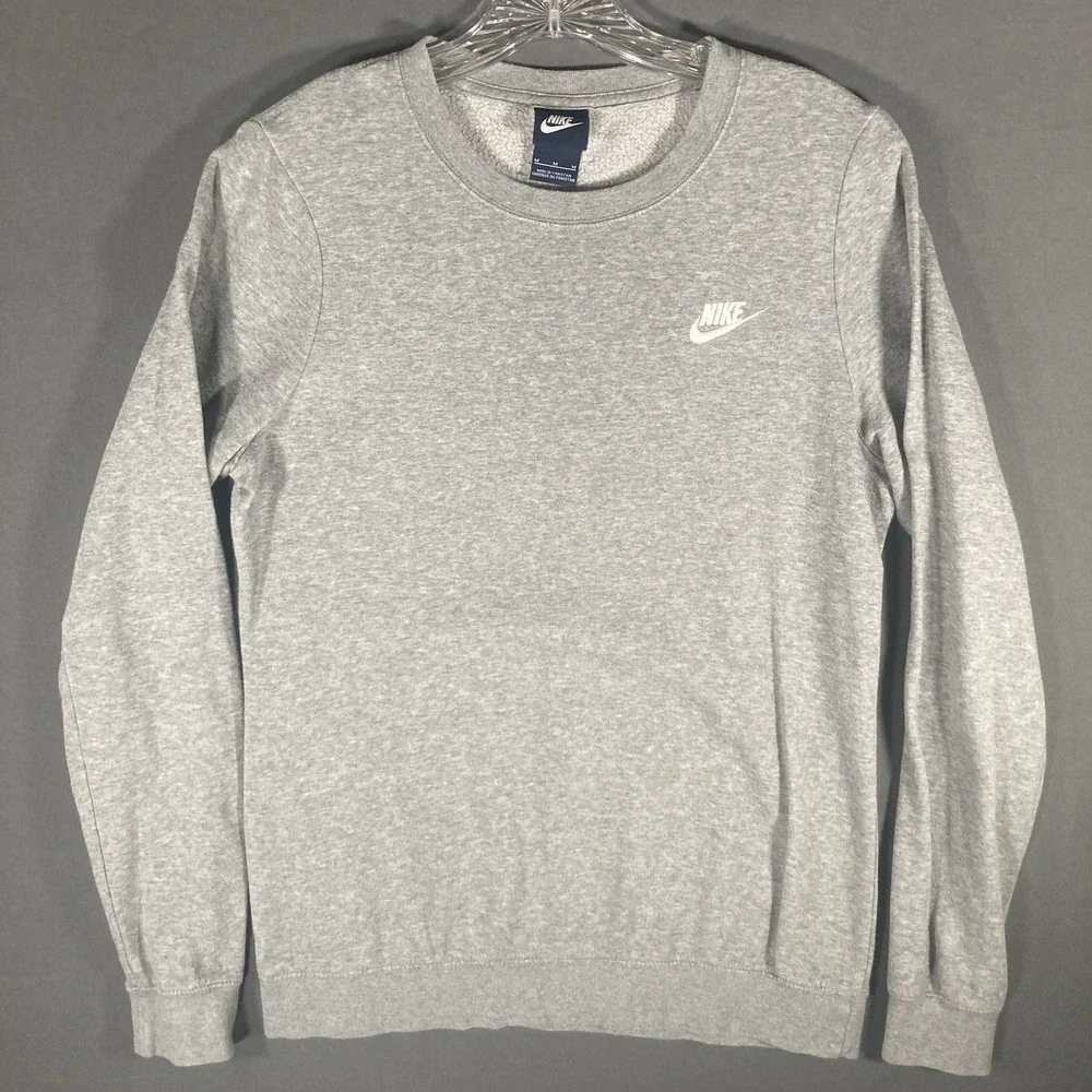 Vintage Nike Crewneck Sweatshirt‎ Gray Mens Size Medium Swoosh Embroidered